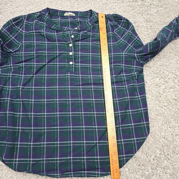 Roller Rabbit Top Large Womens Blue Purple Henley Inverness‎ Plaid Glenda - Picture 11 of 13